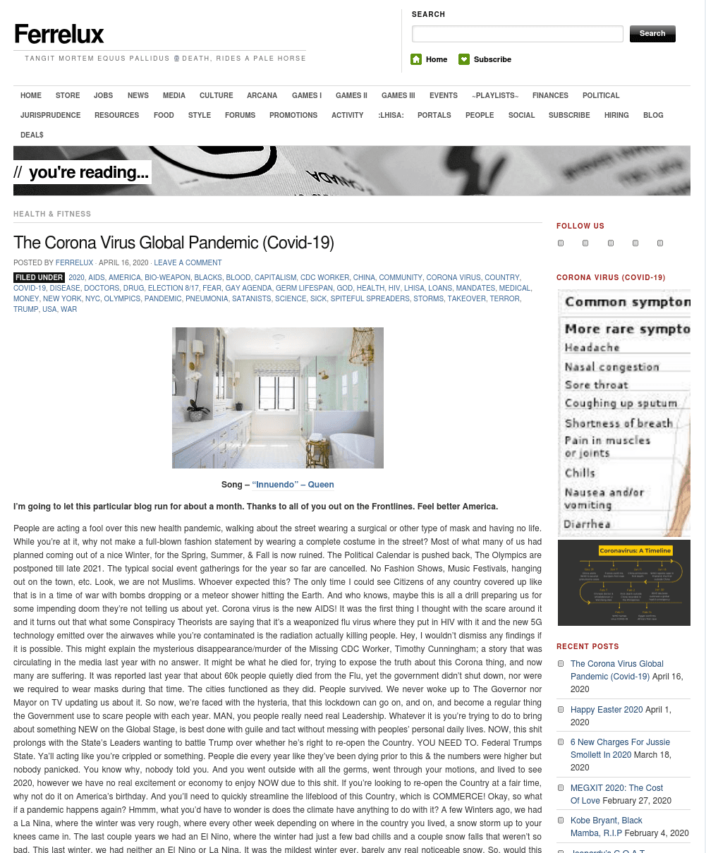 The Corona Virus Global Pandemic (Covid-19) ๐ท๐ฅ๐